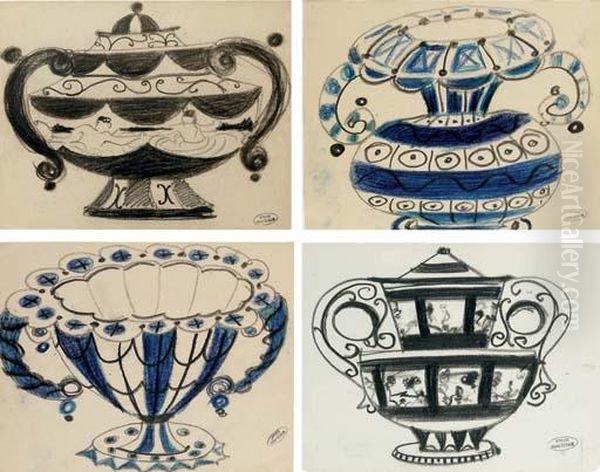 A Set Of Twenty-five Designs For Ceramics Oil Painting by Andre Derain