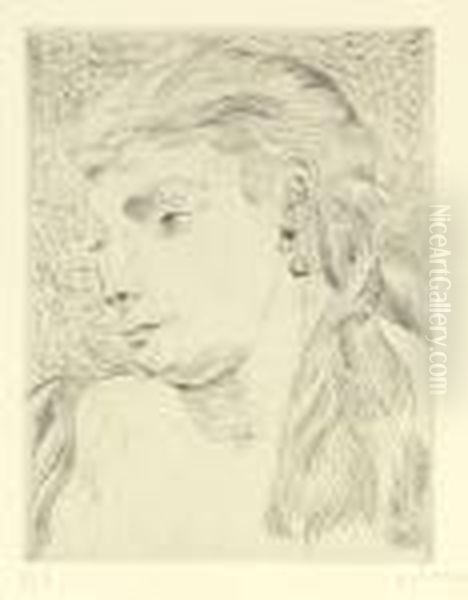 Couple Au Bord Du Torrent. - Portrait D'une Jeune Fille Aux Boucles D'oreilles Oil Painting by Andre Derain