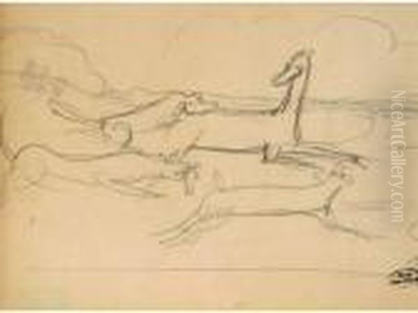 Scene De Chasse A Courre. Etude. Oil Painting by Andre Derain