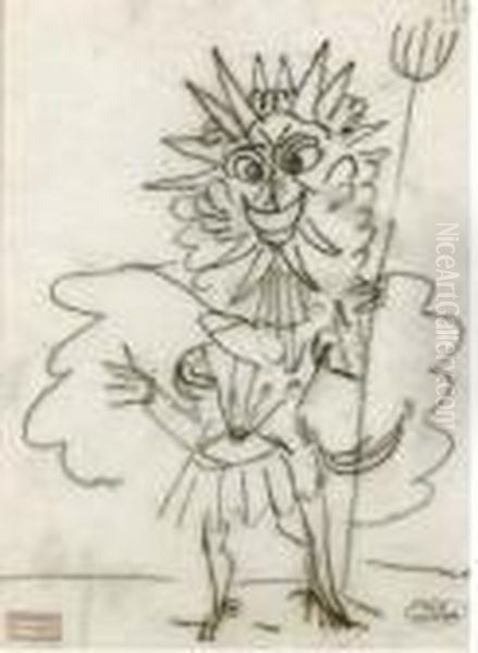 Personnage A La Fourche. Oil Painting by Andre Derain