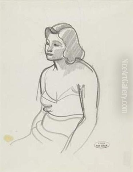 Modele Au Decollete - Nature Morte Oil Painting by Andre Derain