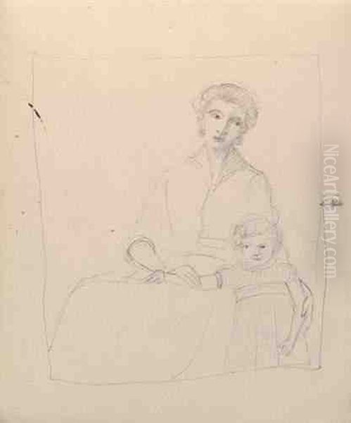  Portrait De Femme Et De Boby  Oil Painting by Andre Derain