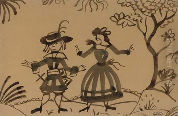 Deux Figures Oil Painting by Andre Derain