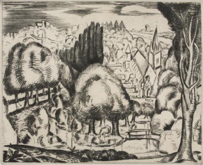 Landscape In The Italian Manner Oil Painting by Andre Derain