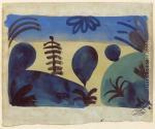 Paysage Aux Arbres, Circa 1950 Oil Painting by Andre Derain