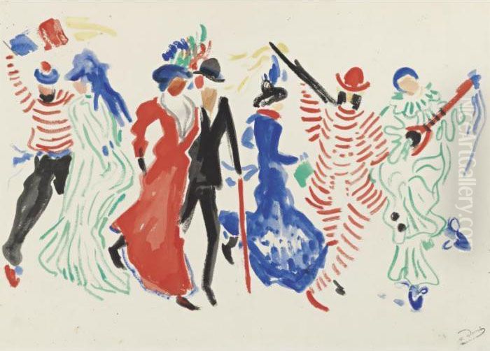 Personnages De Carnaval Oil Painting by Andre Derain