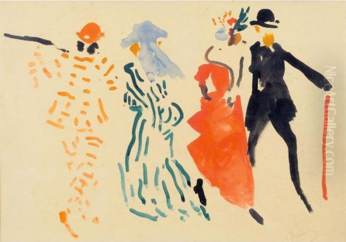 Personnages De Carnaval Oil Painting by Andre Derain