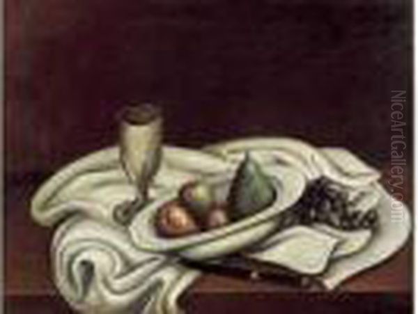 Nature Morte Au Verre, Fruits Et Couteau, Circa 1920. Oil Painting by Andre Derain