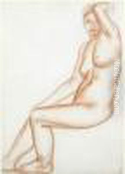 Modele Nu Assis, Le Bras Leve Oil Painting by Andre Derain