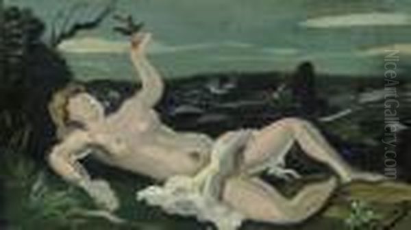 Nu Allonge A La Pomme Oil Painting by Andre Derain