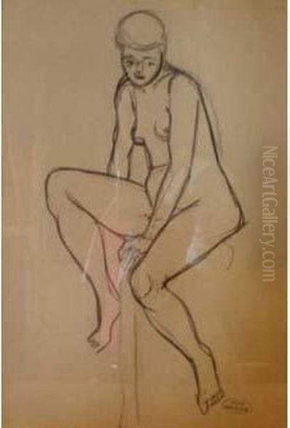 Nu Au Tabouret Oil Painting by Andre Derain