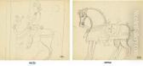 Le Chevalier (recto); Cheval Et Son Harnachement (verso) Oil Painting by Andre Derain