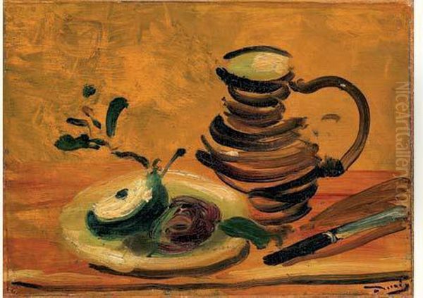 Nature Morte Aux Fruits Et Au Pichet, Vers 1948-1950 Oil Painting by Andre Derain