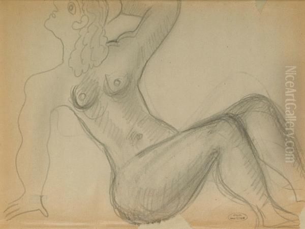 Reclining Female Nude Oil Painting by Andre Derain