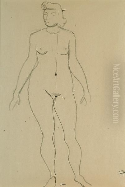 Standing Female Nude Oil Painting by Andre Derain