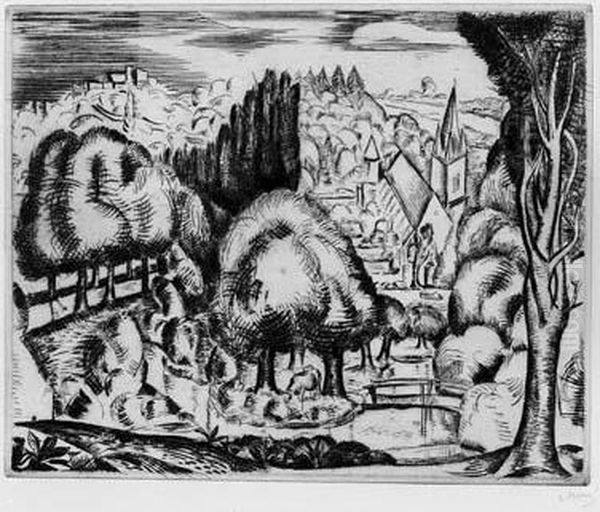 Paysage Dans Le Gout Italien (le Morin). Vers 1911. Oil Painting by Andre Derain