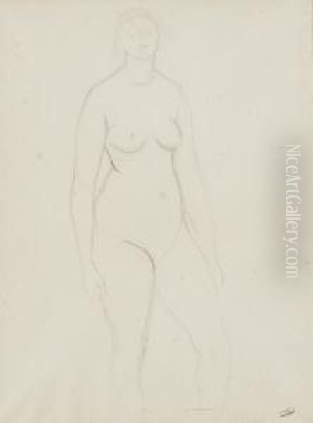 Stehender Weiblicher Akt. Oil Painting by Andre Derain