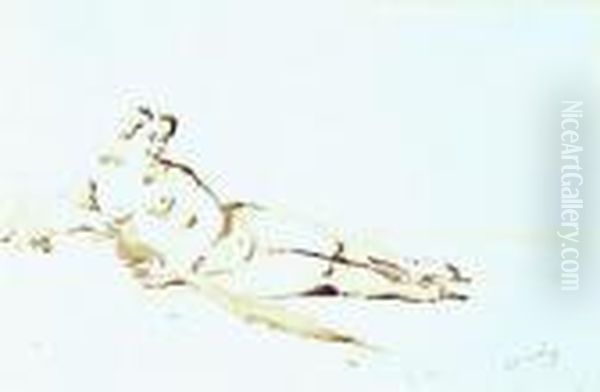 Reclining Nude Oil Painting by Andre Derain