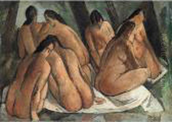 Baigneuses Oil Painting by Andre Derain