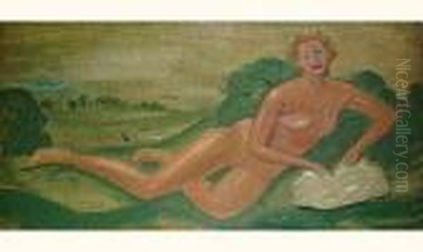 Nu Allonge Dans Un Paysage, Circa 1946-1950 Oil Painting by Andre Derain