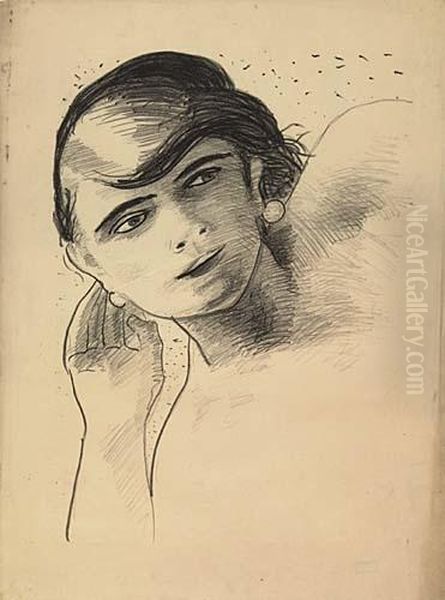 Two Lithographs.
Tete De Femme Oil Painting by Andre Derain