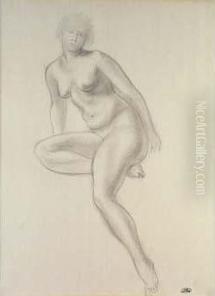 Modele Assis. Oil Painting by Andre Derain