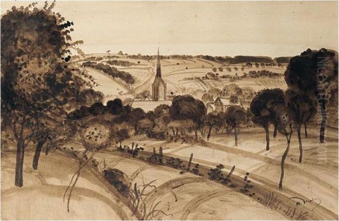 Paysage Au Clocher Oil Painting by Andre Derain