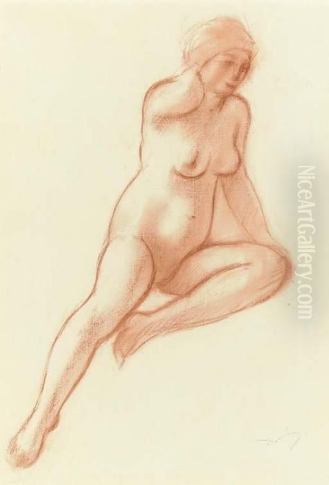 Nu Assise Oil Painting by Andre Derain