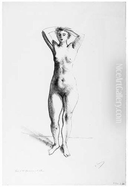 Nu, Les Mains Sur La Tete Oil Painting by Andre Derain