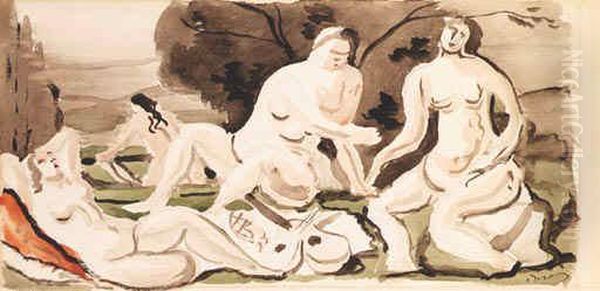 Femmes Nues Dans Un Paysage Oil Painting by Andre Derain