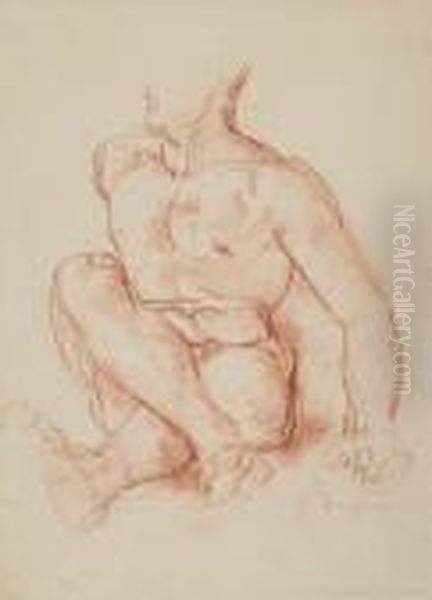 Mannlicher Akt, Mit Ubergeschlagenem Bein Oil Painting by Charles Despiau