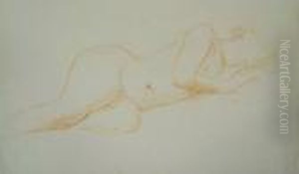 Femme Assoupie Et Deux Etudes De Nus Oil Painting by Charles Despiau