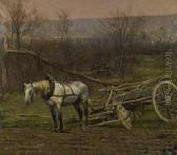 Charrette Attelee D'un Cheval 
Blanc: A Fragment From The Panorama Of The Battle Of Champigny Oil Painting by Jean Baptiste Edouard Detaille