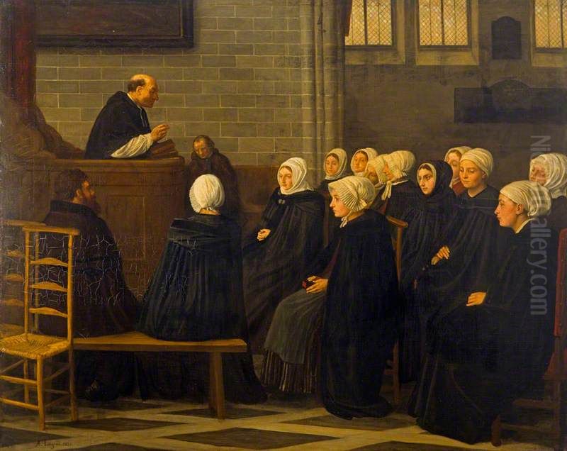 The Sermon Oil Painting by Alphonse Legros
