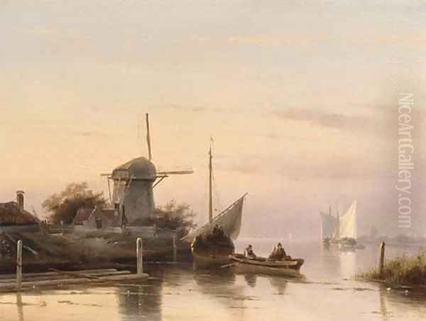 Dutch estuary Oil Painting by Charles Henri Leickert