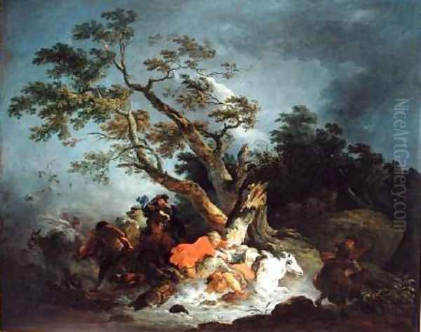 Travellers Caught in a Storm 1770 Oil Painting by Philip Jacques de Loutherbourg