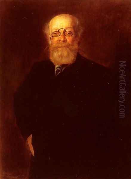 Portrait Of A Bearded Gentleman Wearing A Pince-Nez Oil Painting by Lenbach Franz Von