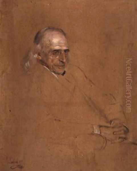Portrait of Professor Theodor Mommsen 1817-1903 Oil Painting by Lenbach Franz Von
