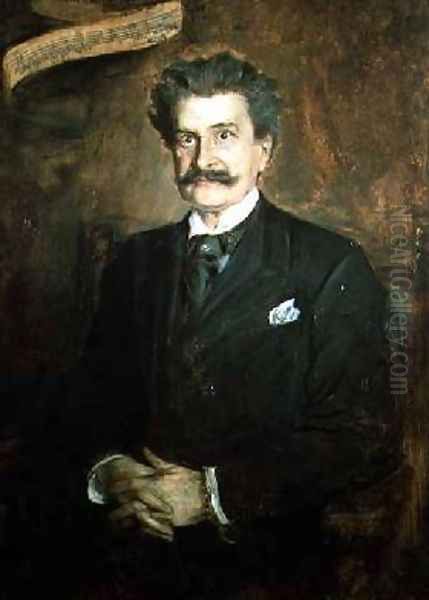 Johann Strauss the Younger Oil Painting by Lenbach Franz Von