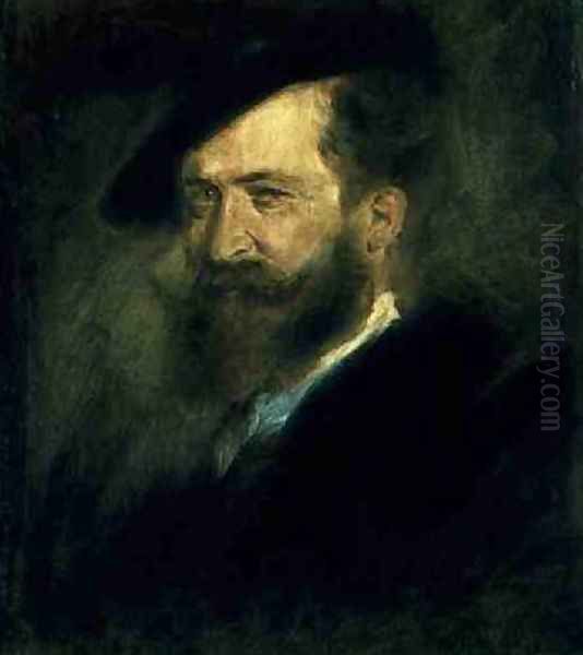 Portrait of the Artist Wilhelm Busch Oil Painting by Lenbach Franz Von