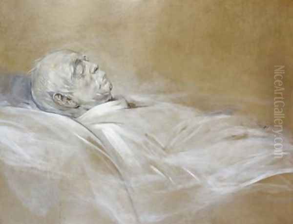 Prince Otto von Bismarck on his Death Bed Oil Painting by Lenbach Franz Von