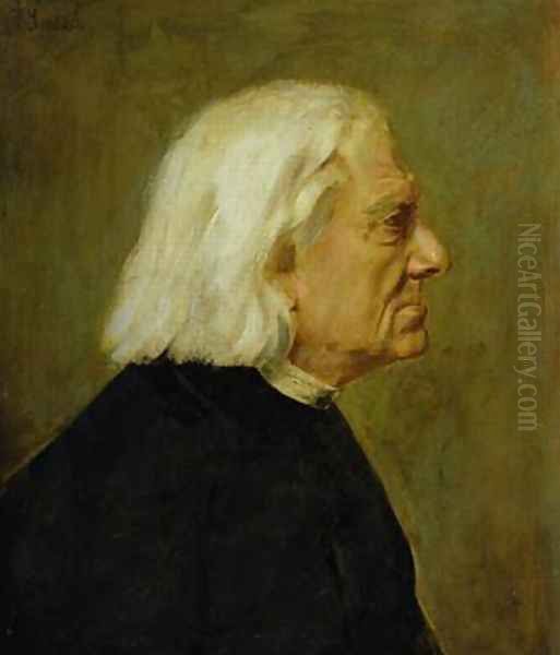 The Composer Franz Liszt Oil Painting by Lenbach Franz Von