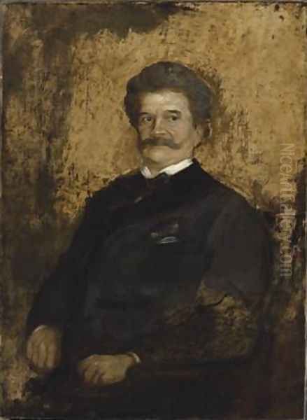 Portrait of Johann Strauss the Younger Oil Painting by Lenbach Franz Von