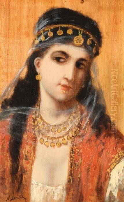 Orientale Au Voile Oil Painting by Narcisse-Virgile D Az De La Pena