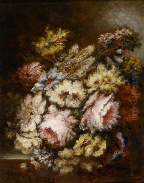Bouquet Of Flowers Oil Painting by Narcisse-Virgile D Az De La Pena