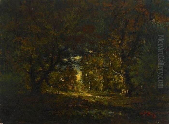 Forest Interior Oil Painting by Narcisse-Virgile D Az De La Pena