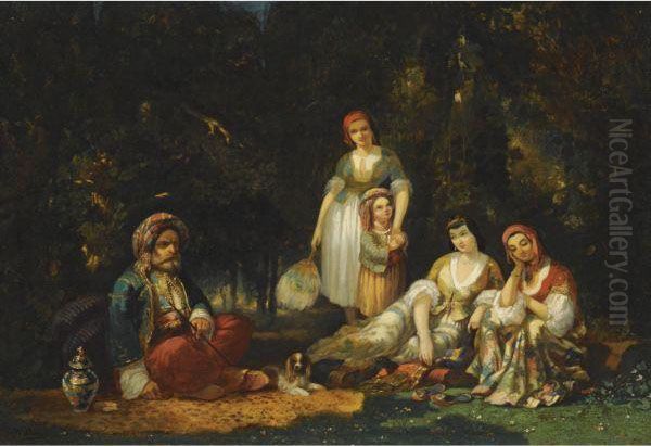 Le Vieux Ben Emeck, Retire Dans 
Une Riche Campagne, Raconte A Ses Femmes Les Aventures Extraordinaires 
De Sa Vie De Pirate Oil Painting by Narcisse-Virgile D Az De La Pena
