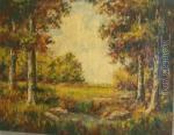 Autumn Landscape With Female Figure 
Bears Signature 
N. Diaz Oil Painting by Narcisse-Virgile D Az De La Pena
