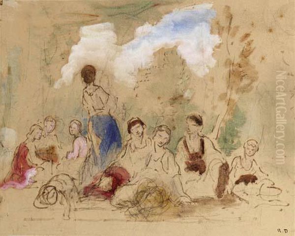 The Gathering
Pen And Ink Oil Painting by Narcisse-Virgile D Az De La Pena