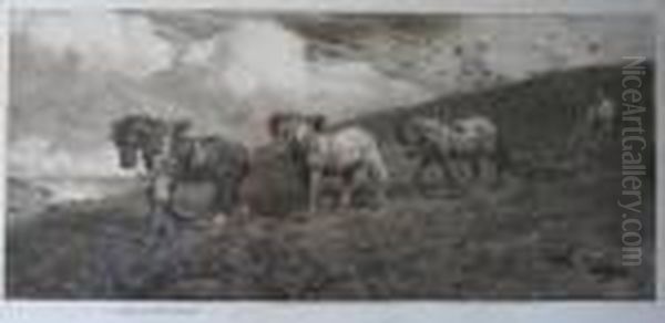 Against The Wind And Open Sky Etching,
Published By Frost And Reed Oil Painting by Herbert Thomas Dicksee